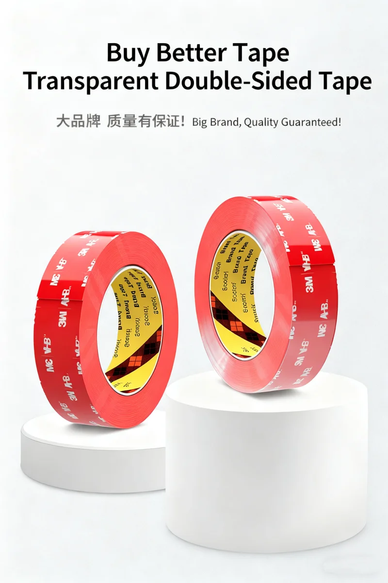 3M starkes, transparentes, doppelseitiges Klebeband, 3M 4910, wasserdichtes, hochviskoses, hochtemperaturbeständiges, spurloses Klebeband – Detail 2