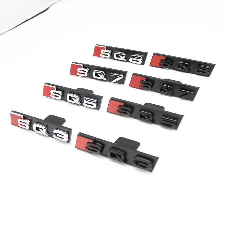 3D ABS 글로스 블랙 실버 프론트 라디에이터 메쉬 배지 네임플레이트 (아우디 SQ8 SQ7 SQ5 SQ3 모터스포츠 교체용 튜닝 액세서리)