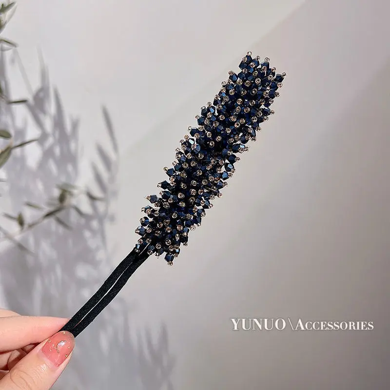 Women Easy Hair Bun Maker Floral crystal Donut Updo Hair Stick DIY Plate Hair Bendable Hairband Chignon Hair Accessories Gift 6