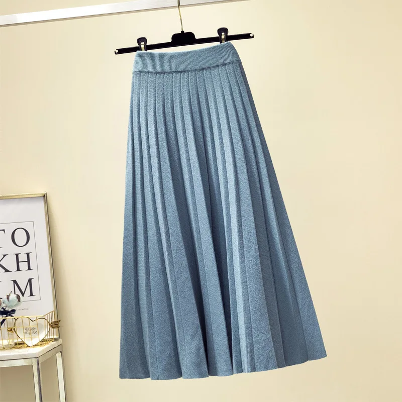 tulle skirt High Waist Knitted Skirt Women's Medium and Long Autumn 2022 New Korean Version of The Skirt High-waisted Thin A-LINE Skirt black skirt Skirts