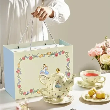 Alice Ceramic Teapot and Cup Set Perfect Birthday Gift for Tea Lovers Cartoon princess heart Alice in Wonderland Teapot Mug set