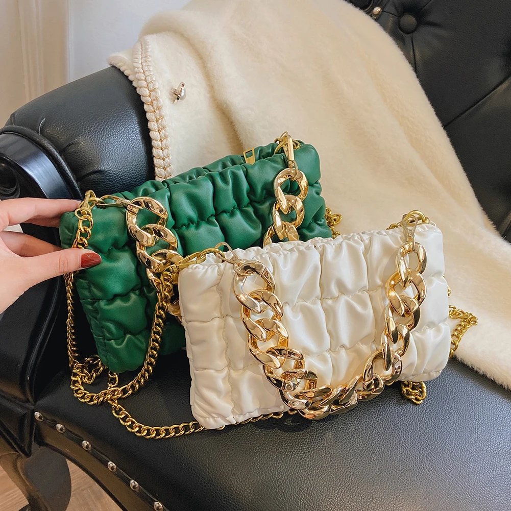 Woven Chunky Chain Shoulder Bag