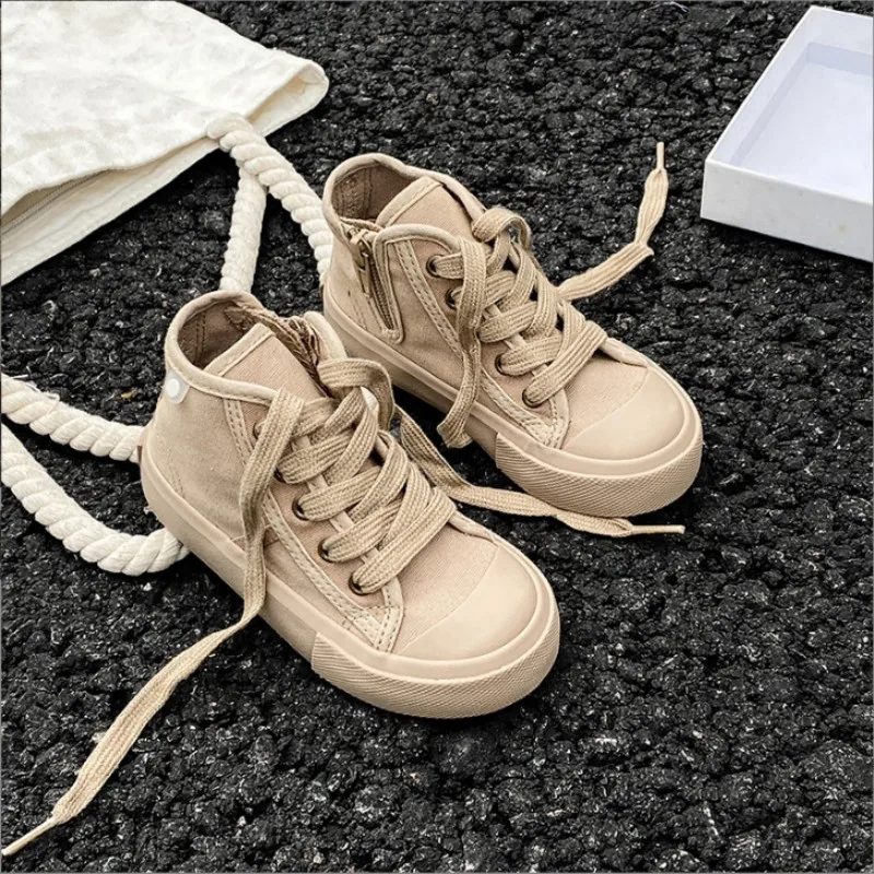 New Candy Color Children's High Top Canvas Shoes Spring Autumn New