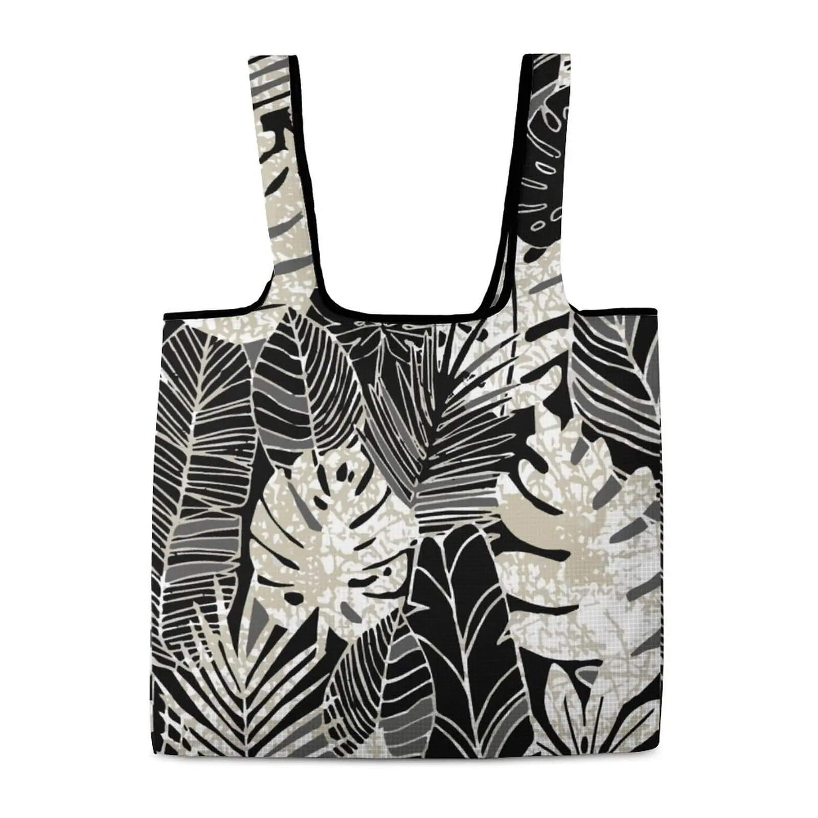 Big Tree Leaf Printed Fashion Handbag Portable Foldable Shopper Tote Bag Customize Your Pattern Feel Free DIY Handbag