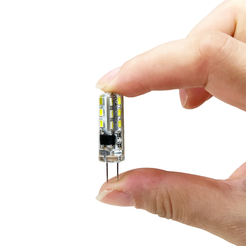 미니 G4 LED 전구, 절약 실리콘 램프, 360 빔 각도, 할로겐 조명, 스포트라이트 샹들리에 교체, 2W, 24led, 12V, AC220V, 3014SMD, 10 개