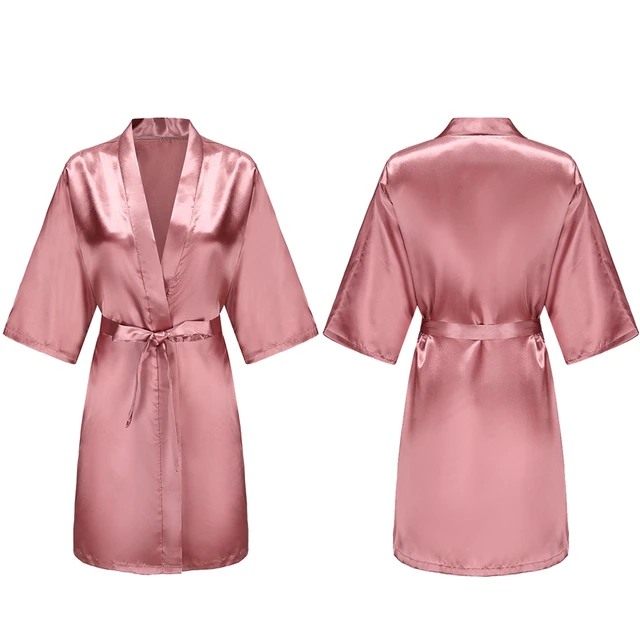 Robes courtes et soyeuses pour femmes, en Satin, pour demoiselle d'honneur, fête de mariée, vêtements de nuit