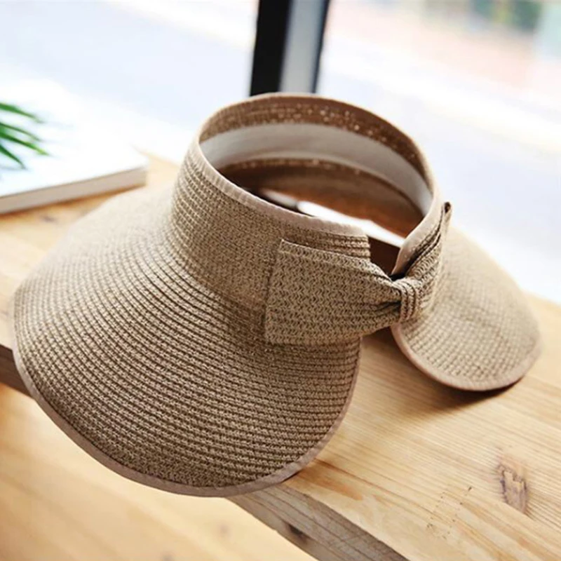 Visiera Parasole 2-in-1 Donna - Pieghevole, Tesa Larga 14cm, Beige Per Estate E Sport - Foto 2