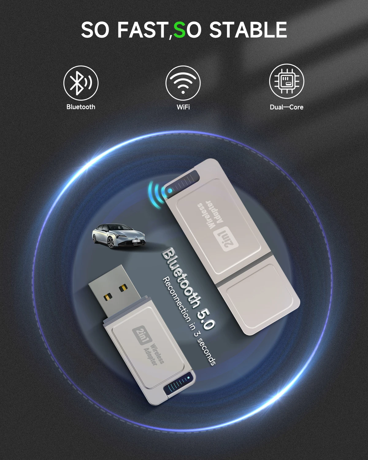 Wireless CarPlay Adapter for iPhone and Android