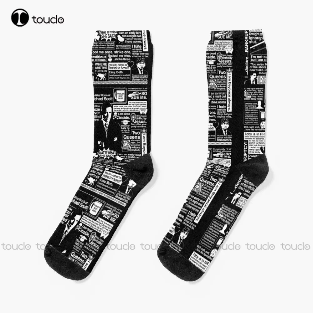 Le Wise Words Of Michael Scott Steve Carell Socks Calzini Da Donna Crew Christmas New Year Gift 360 ° Digital Printing Streetwear