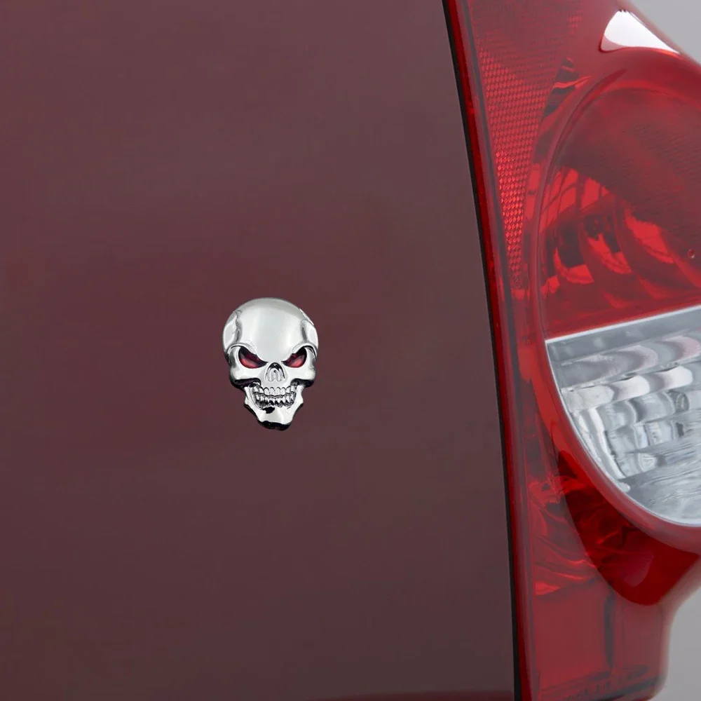 

1Pc Universal Cool 50 X 35mm Metal 3D Skull Bone Pattern Chrome Auto Car Decor Badge Decal Sticker Car External Accessories
