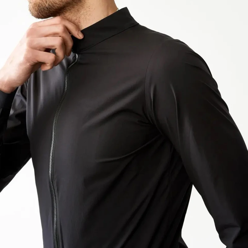 (2XS-3XL)Queshark 남성용 사이클링 재킷 방풍 발수 경량 긴팔 더블 지퍼/뒷면 3포켓