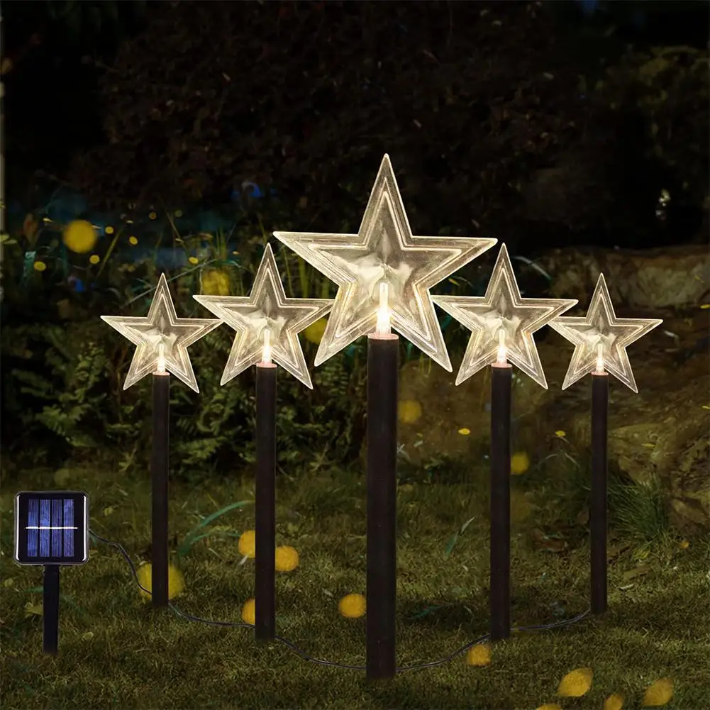 

Led Solar Light Outdoor Lawn Lamp Ip65 Waterproof Star Snowflake Fairy Lights For Christmas Courtyard Garden Patio Decoration