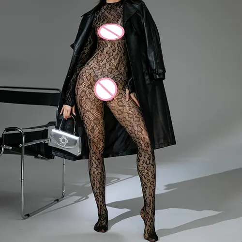 Women Lingeries Leopard Vintage Fashion Lace Up Suits Black Sexy Slim Bodysuits Jumpsuit Streetwear Long Sleeve Backless Bodycon - Image 5