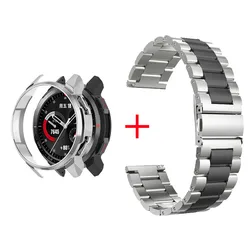 Cinturino in Acciaio Inossidabile con Custodia Protettiva in PC e Cinturino per Honor Watch GS Pro