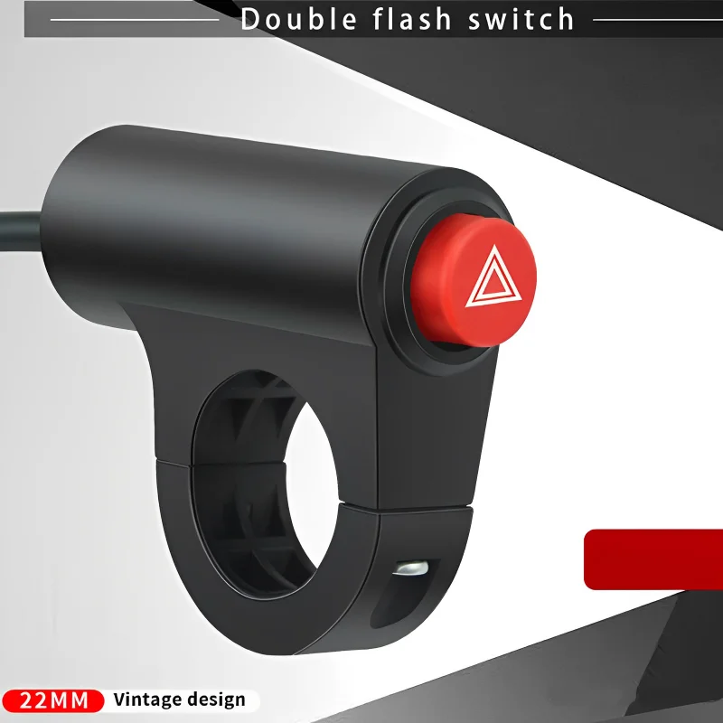 

Motorcycle Electric Vehicle Double Flash Warning Switch Plastics 22mm 12V Double Flash Emergency Signal Flasher Hazard Light