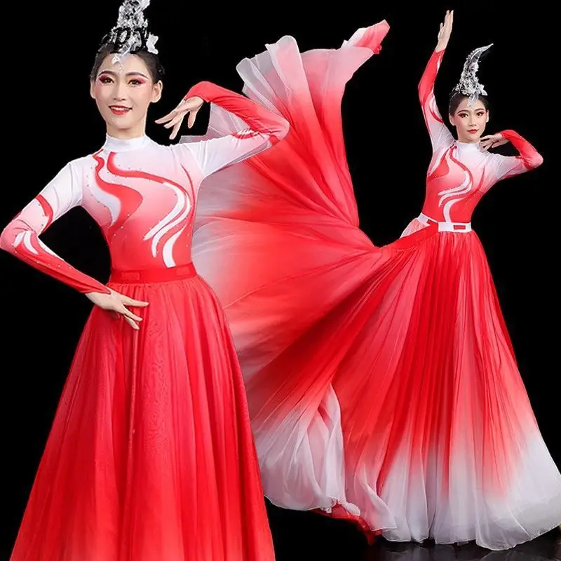 

Opening Dance Modern Dance Large Swing Skirt Era Elegant New Song Dance Skirt Classical Clothes Performance Costume