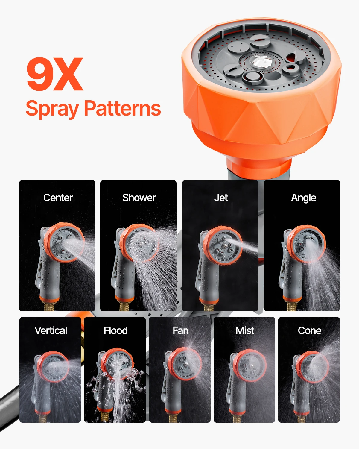 Retractable Garden Hose Reel Wall Mounted Hose Reel Heavy Duty Garden 9 Patterns Nozzle Swivel Bracket SucceBuy