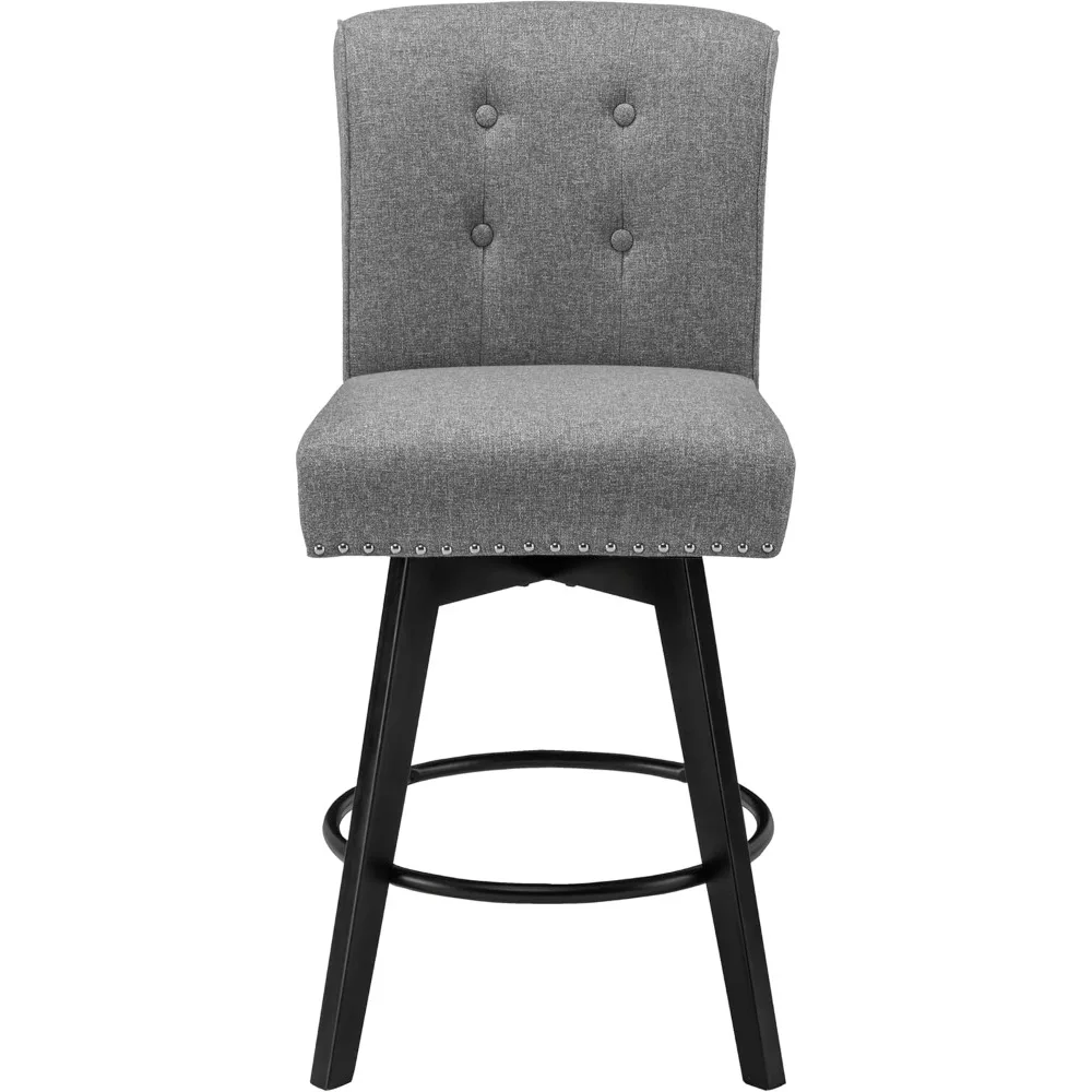 26" Swivel Counter Stools with Back and Nailhead, Set of 2 3