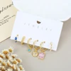 MIGGA 6pcs Mix and Match Trendy Dangle Earrings Set for Women Gold Color Plated Cubic Zircon Jewelry 3
