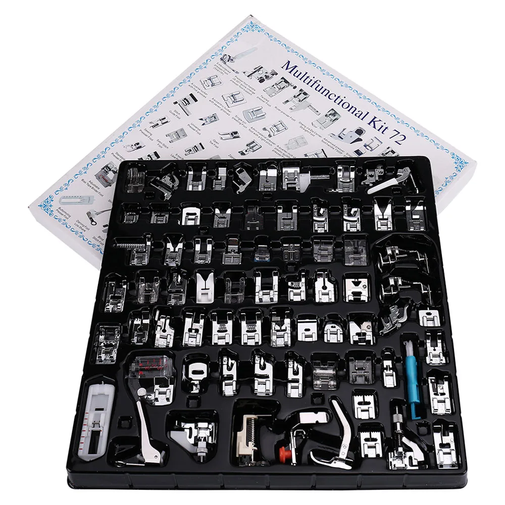 INNE 72Pcs/Set Sewing Machine Accessories Supplies Presser Foot Kit Set With Box Household For Brother Singer Stitch Tools