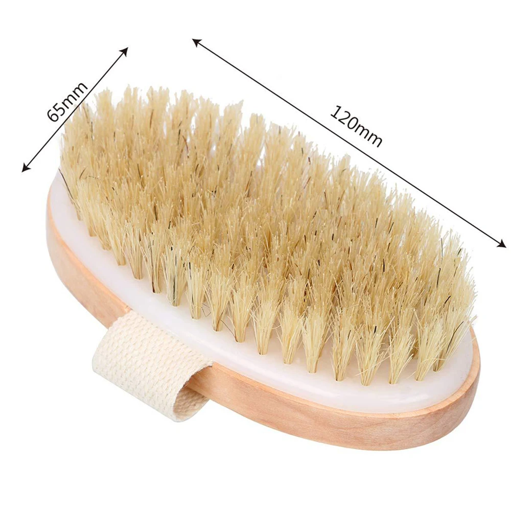 1pcs Exfoliating Wooden Body Massage Shower Brush Natural Bristle Bath Brush Soft SPA Woman Man Skin Care Wet Dry Body Brush 6