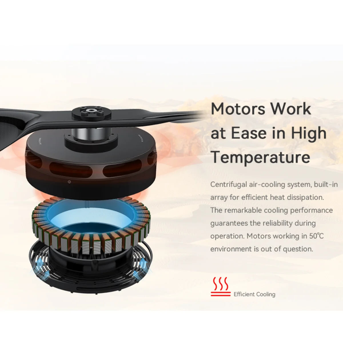 Comparaison de taille du moteur drone T-MOTOR U15Ⅱ KV80 avec une main humaine