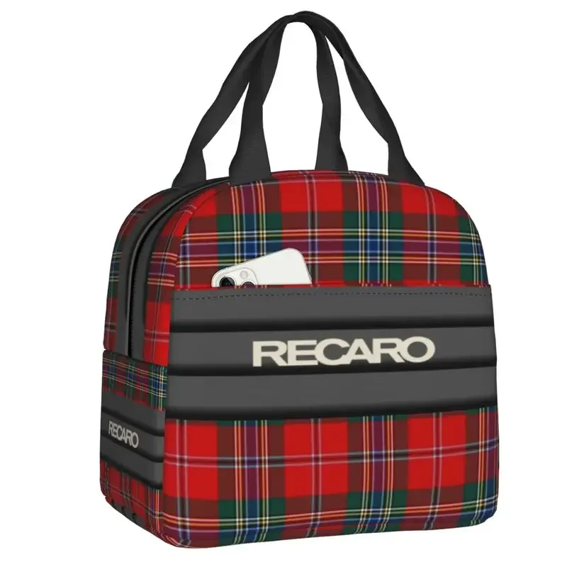 

Geometric Plaid Tartan Recaros Lunch Bag Thermal Cooler Insulated Lunch Box For Women Kids School Children Picnic Food Tote Bags