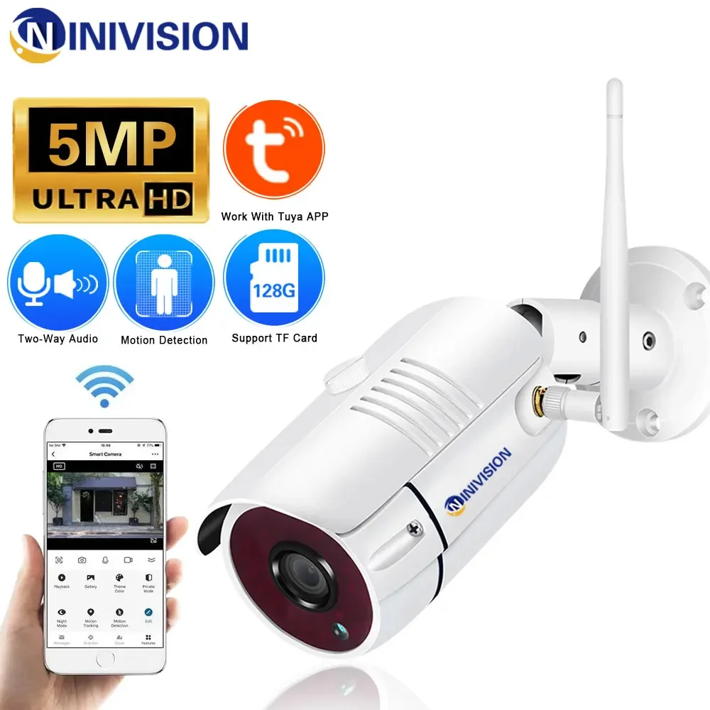 Tuya 1080P 5MP Bullet WiFi Camera Outdoor Security Human Protection CCTV Video Surveillance Metal Housing Cam Motion Detection