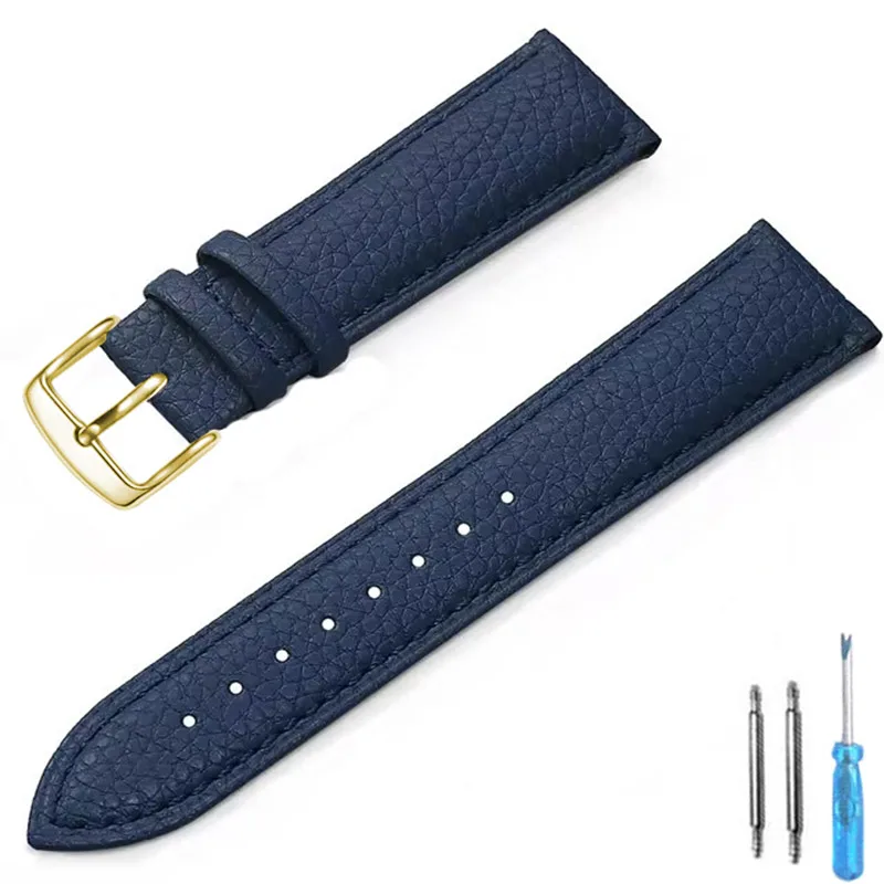 Premium Genuine Leather Watch Band with Tool – High-Quality, Unisex Watch Strap