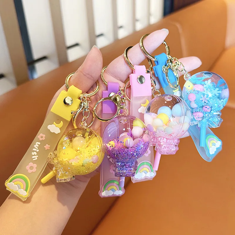 夏のオイル液体ロリポップキーホルダーフローティング流砂