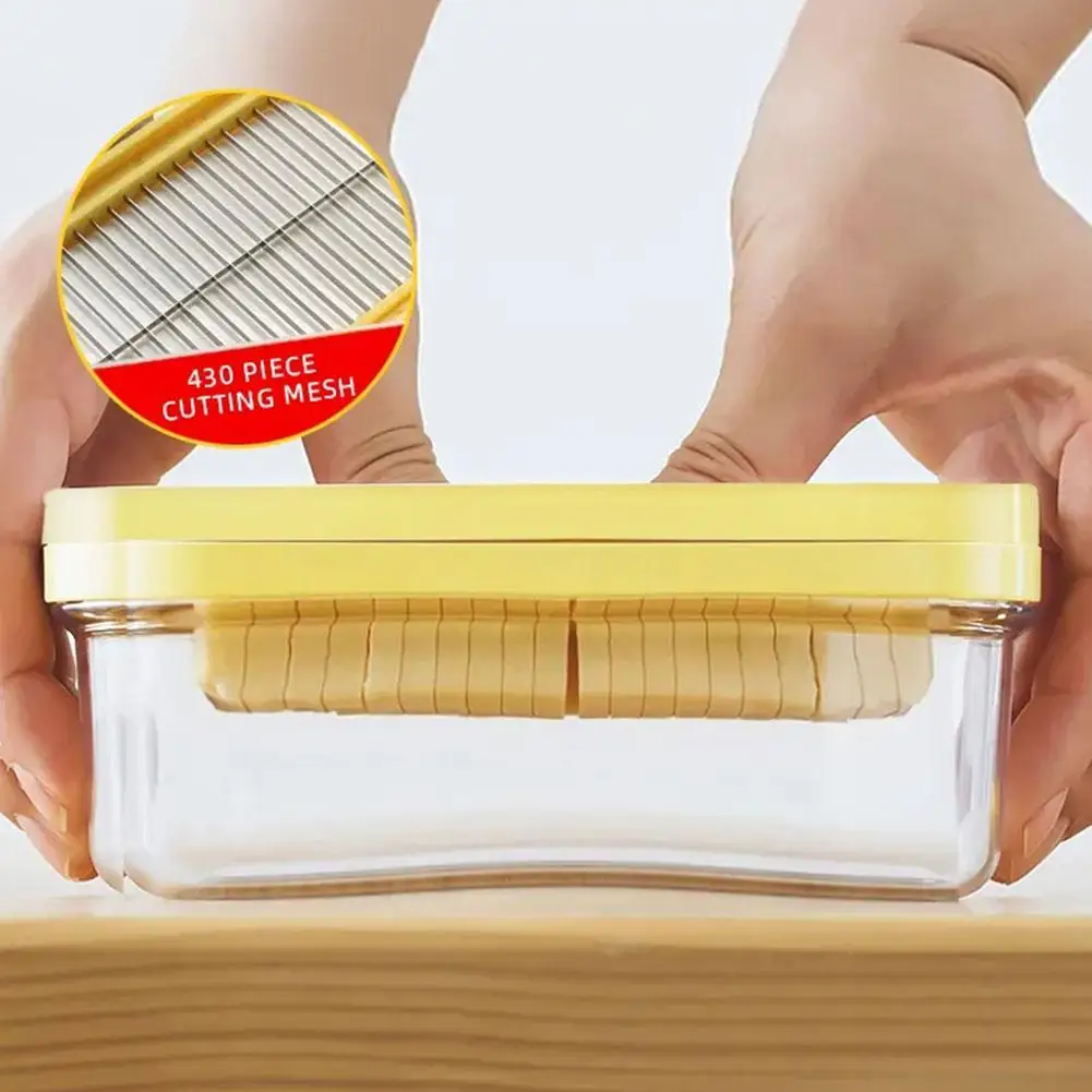 Butter Slicer Cutter Stainless Steel Butter Dish Container With Lid  Refrigerator Suitable Easy Cutting Of Two 7oz Butter Sticks