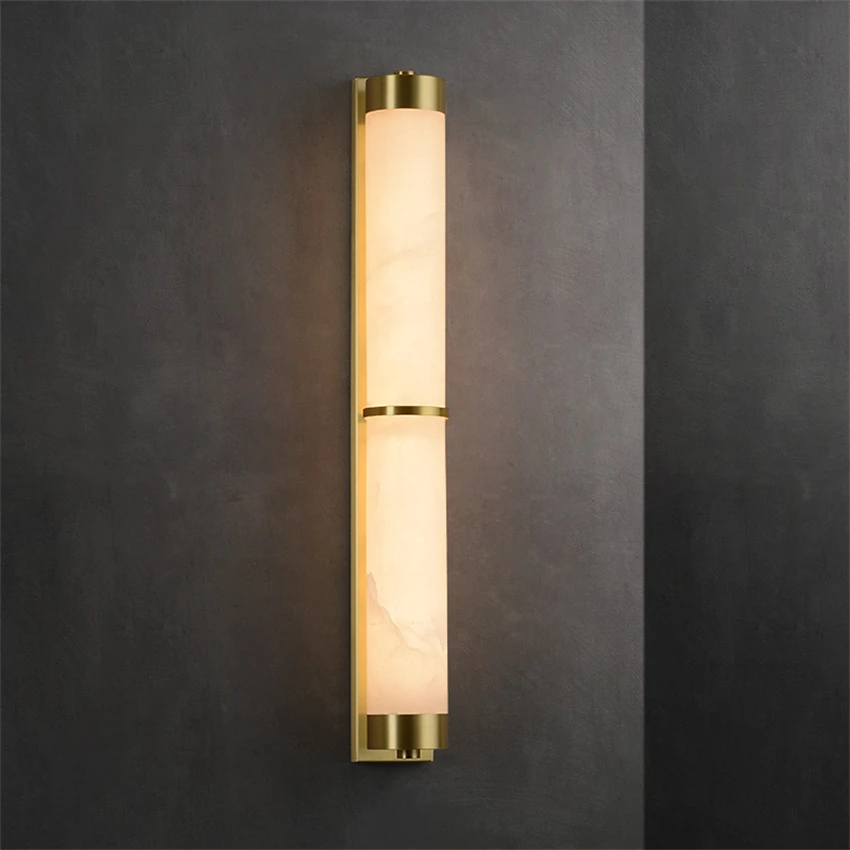 

Luxury copper marble wall lamps living room villa modern Chinese aisle balcony LED bedroom lamps study sconces lights fixtures