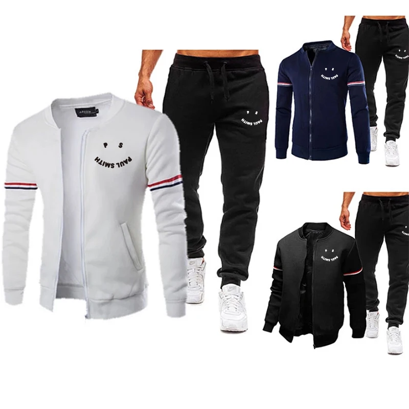 

Men's Autumn and Winter Windproof Jacket Stand Collar Jacket Long Sleeve Baseball Suit Daily Casual Two-piece Set