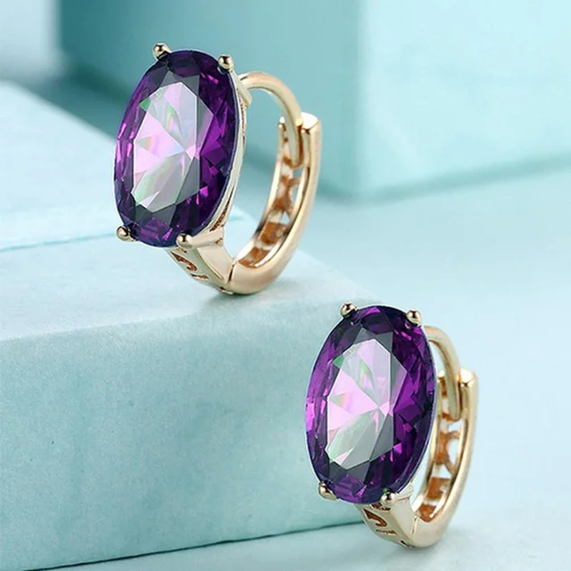 Unique 18K Yellow Gold Filled Green Emerald Diamond Earrings for Women Anniversary Gift Party Engagement Wedding Jewelry U