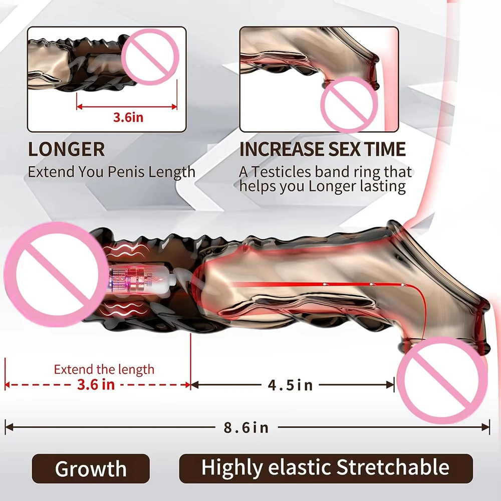 Realistic Penis Extender Sleeve For Men With Delay Vibrator_voghion.com