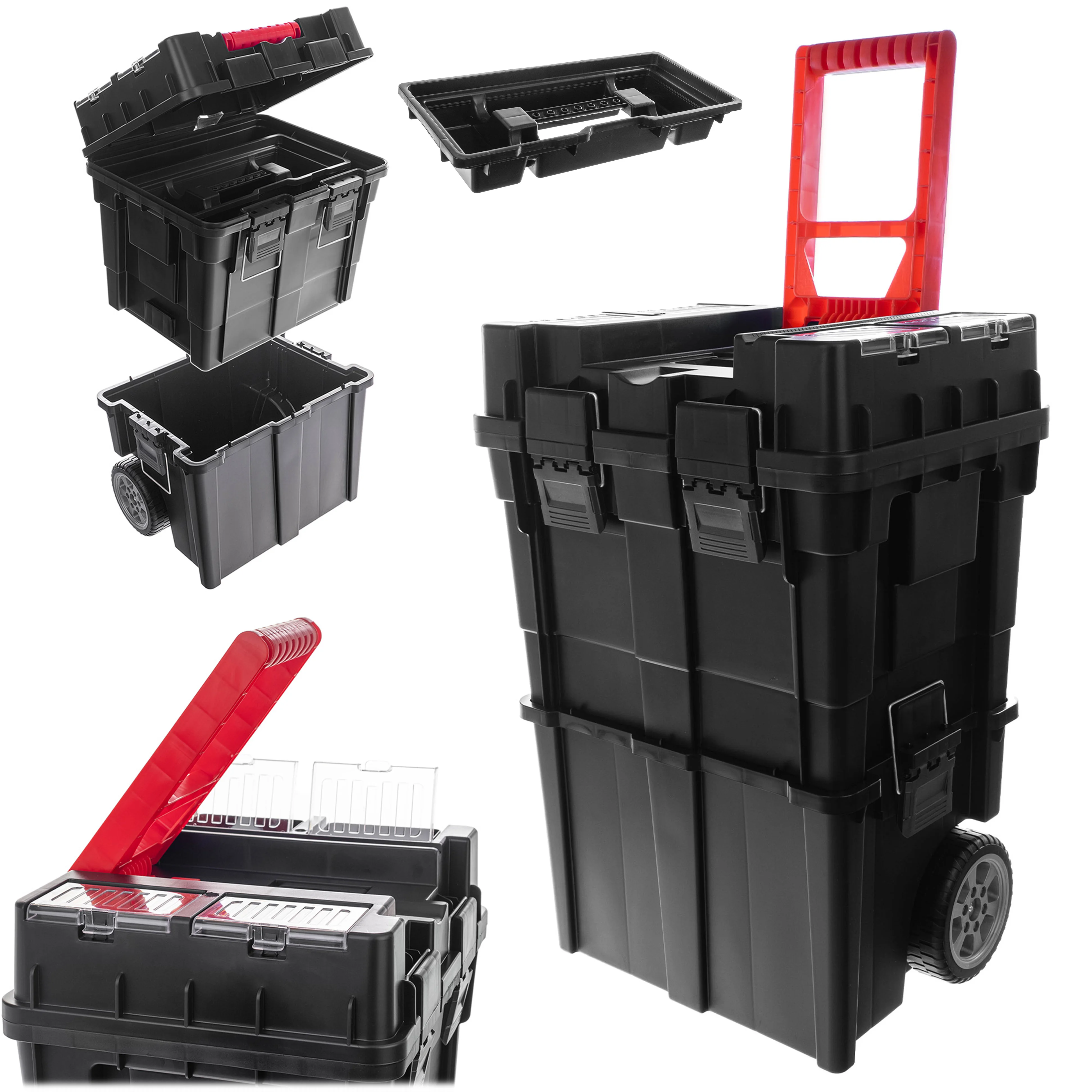 Mallette d'atelier modulaire à roulettes, grande boîte à outils