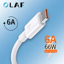 Olaf 66W 6A fast charging Type C Cable For Huawei P30 P50 Super Charge Cable For Xiaomi 11 10 Pro OPPO R17 cable usb tipo c
