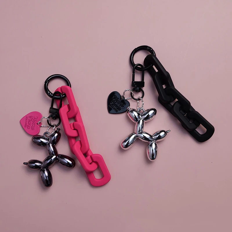 Keychains Y2K Cute Punk Cartoon Black Balloon Dog for Girls Sweet Ins Style Couple Car Jewelry Gift Decoration