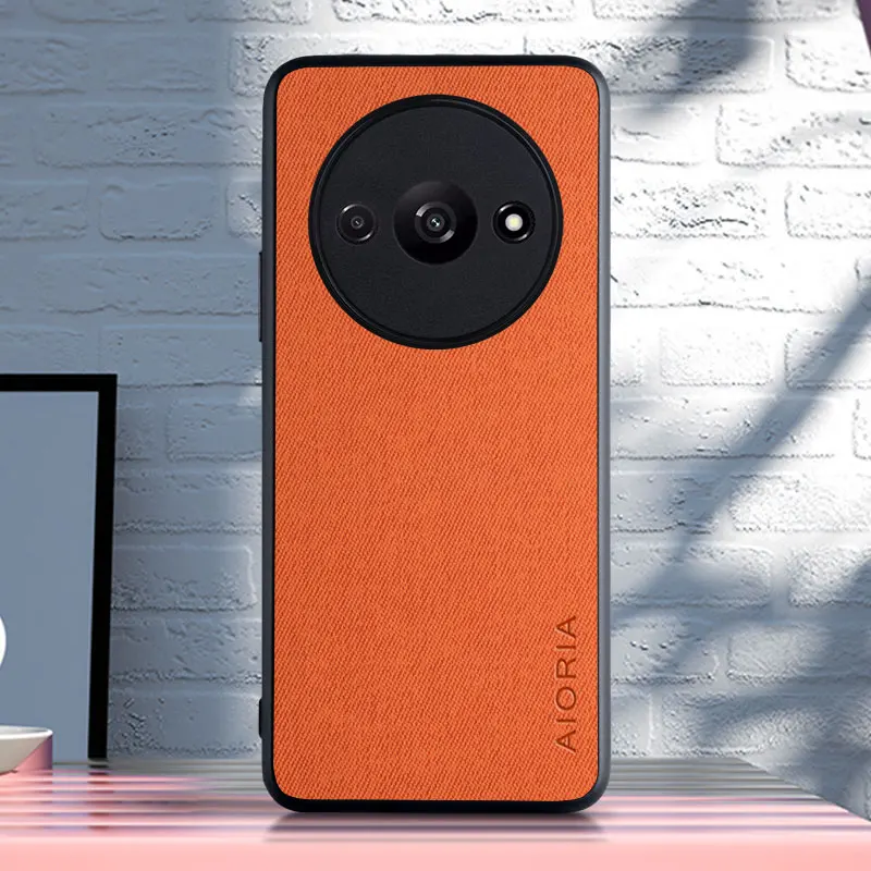 Textile Leather Case for Xiaomi Redmi A3 TPU with Hard PC 3in1 material protection cover 5