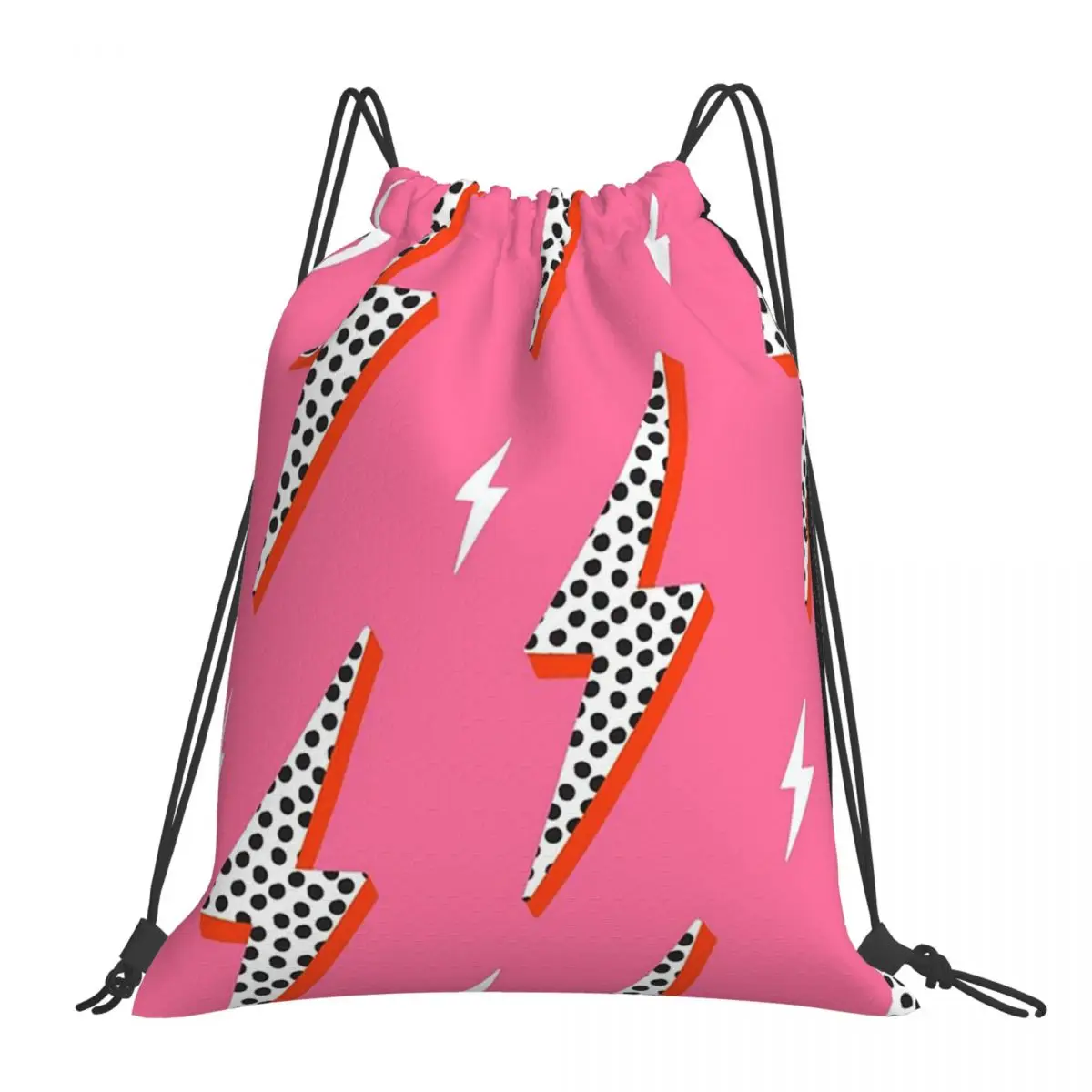 

Lightning Bolt Thunder Flash Preppy Pink Backpacks Drawstring Bags Drawstring Bundle Pocket Sports Bag BookBag Travel Students