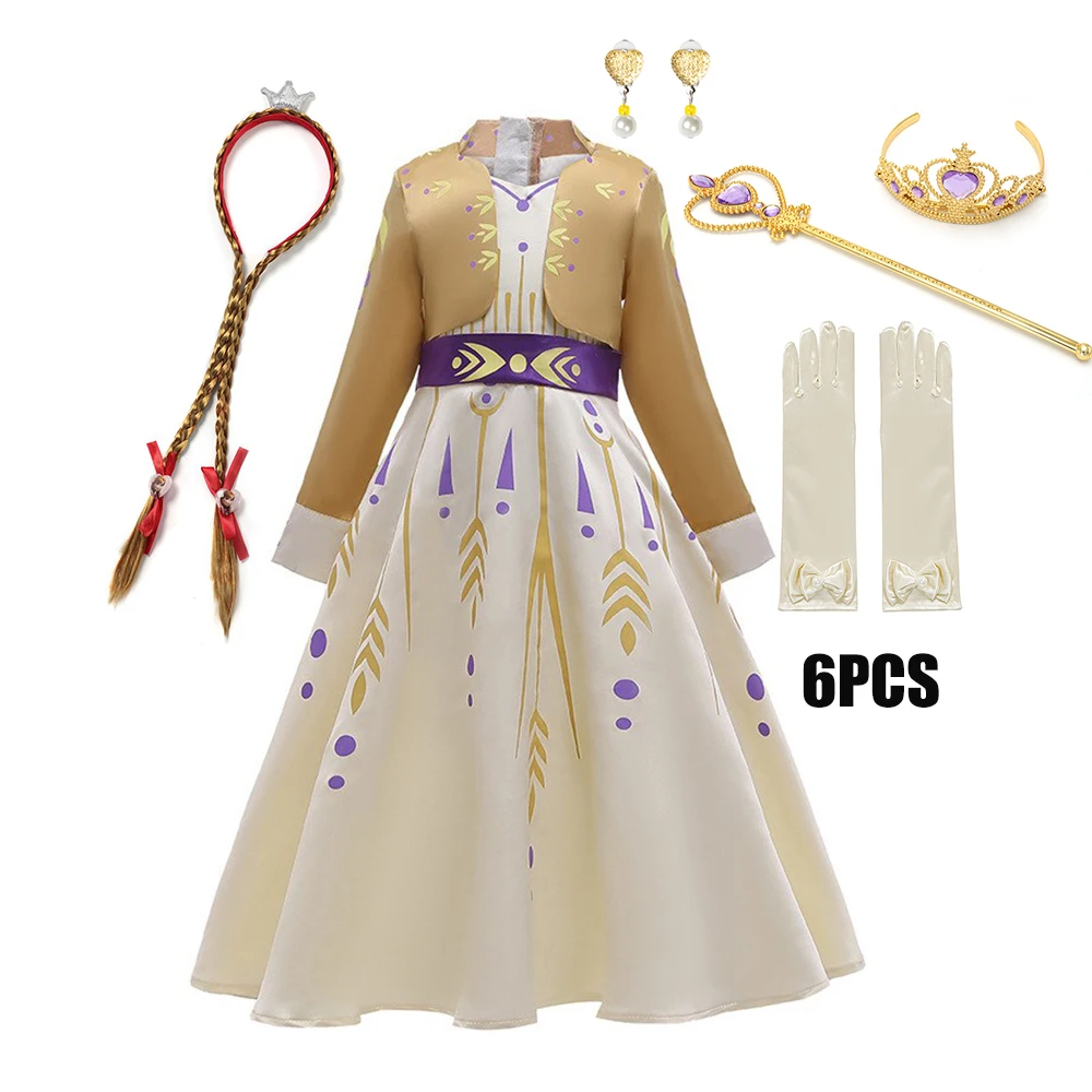 thumbnail image 1 of Disfraz de princesa con temática de Frozen para niña, disfraz de Elsa, Anna, Halloween, carnaval, fiesta, disfraces, ropa para niños de 2 a 10 años, 1 of 5