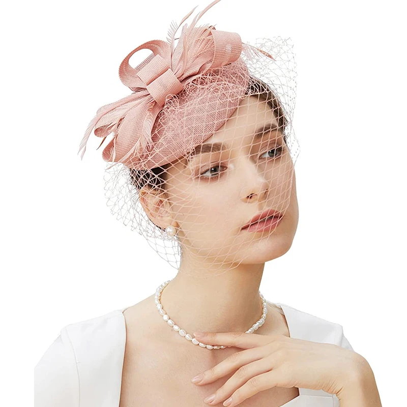 FascinatorHatFeatherFascinatorsHairClipTeaPartyPillboxDerbyHatBridalWeddingVeil.jpg