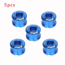 Enhanced Bicycle Chainring Bolts for Mountain Bike Cranksets - 5-Piece Set, 6.5mm (HA 5Pcs Blue)