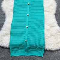 YuooMuoo Chic Fashion Elegant Bow V-neck Wrap Hips Knitted Dress Women Brand Fashion Pearl Buttons Bodycon Office Lady Vestidos - Image 6