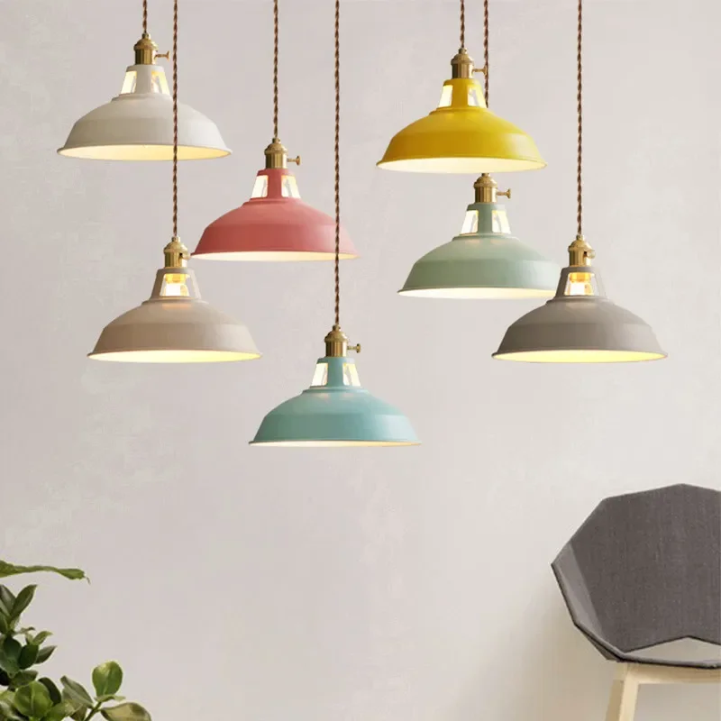 Pendant Light Retro Industrial Colorful Restaurant Kitchen Home Ceiling Lamp Vintage Hanging Light Lampshade Decorative Lamps pendant lights ceiling light pendant lamp vintage pendant lights rope pendant lamp