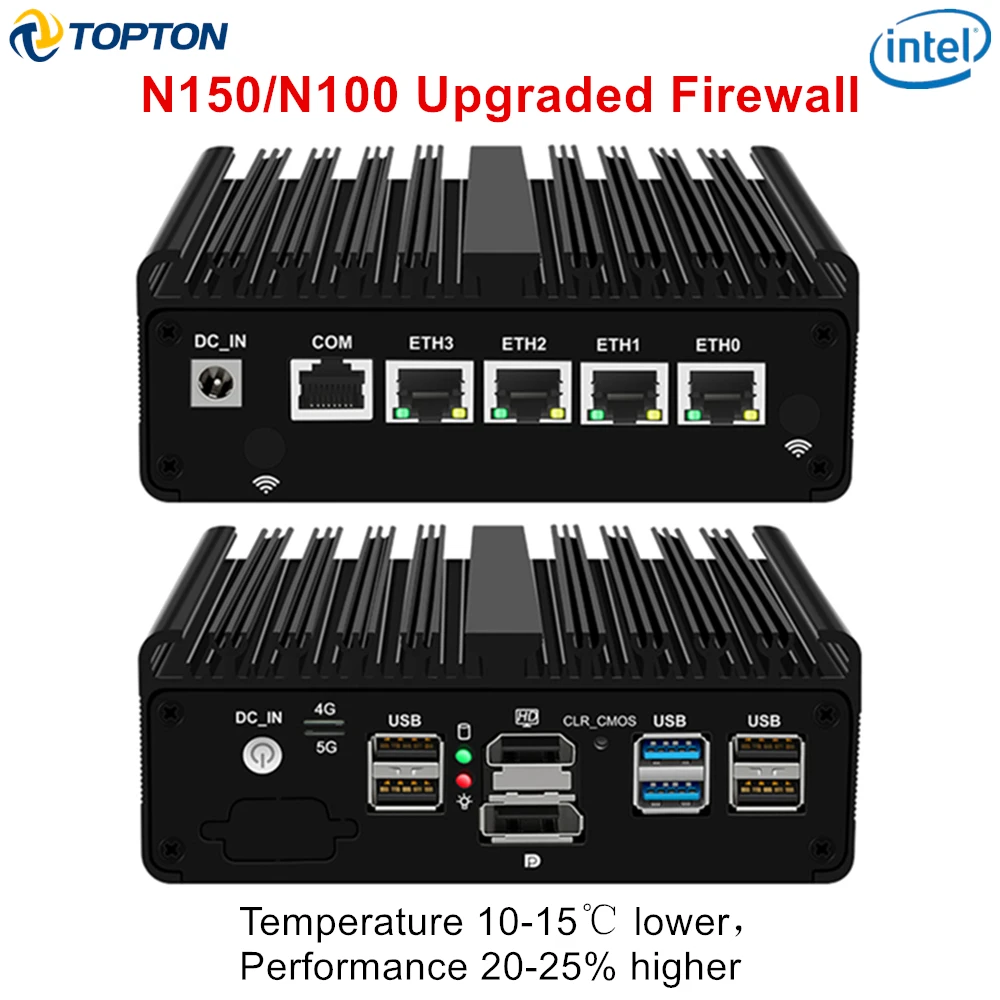 New Intel N150 N100 N4000 Firewall Router Upgraded Version Fanless Mini ...