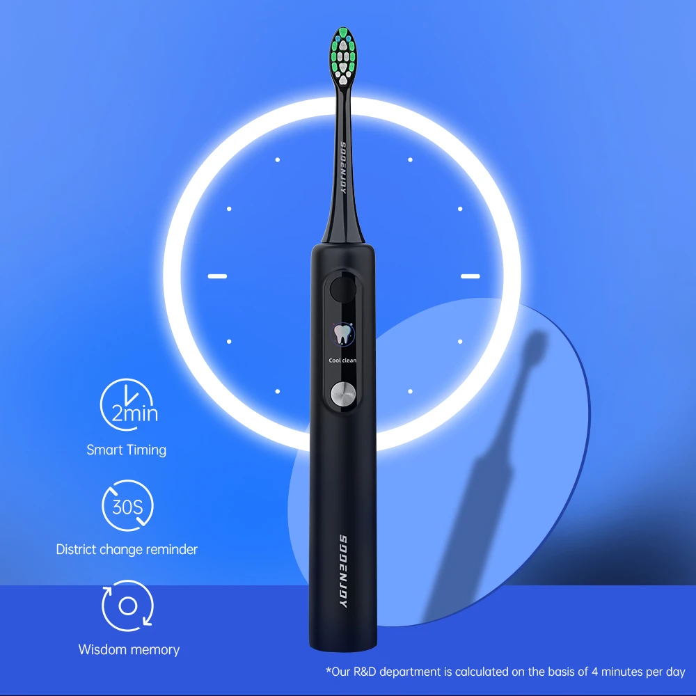 lcd inteligente escova dente ultrassonica limpador automatico 04