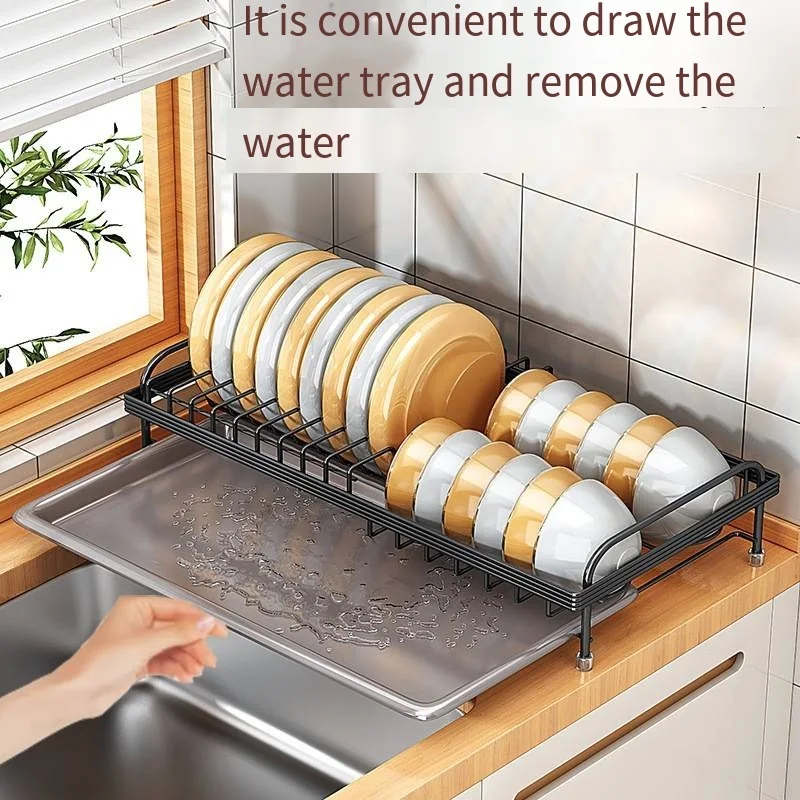 

New Cabinet Dish Rack Multi-Functional Dish Rack Chopsticks Storage Storage Household Pull-Out Bowl Tray Drain Rack Organization