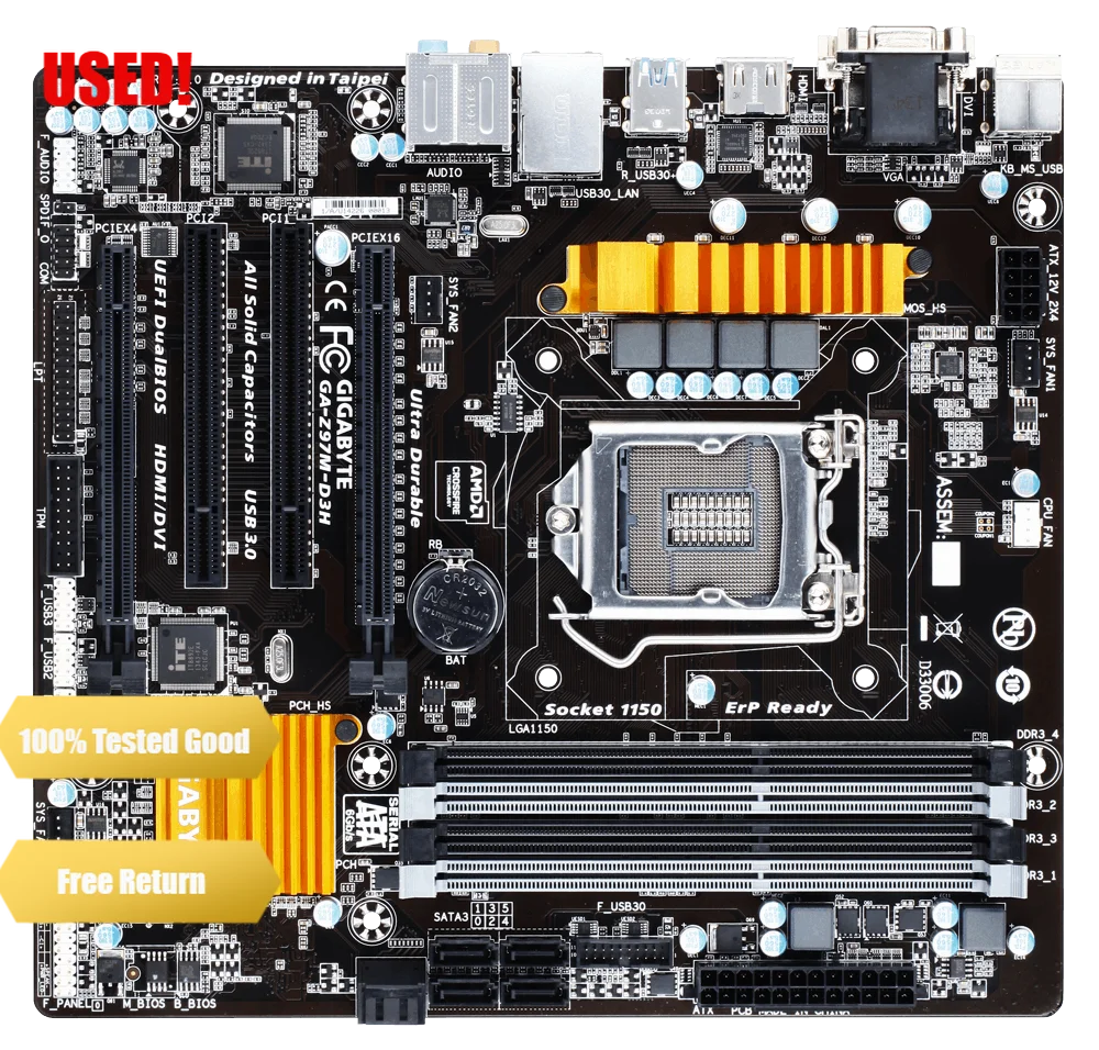 Scheda Madre Desktop Gigabyte Ga-Z97M-D3H Z97M-D3H Z97 Lga 1150 I3 I5 I7 Ddr3