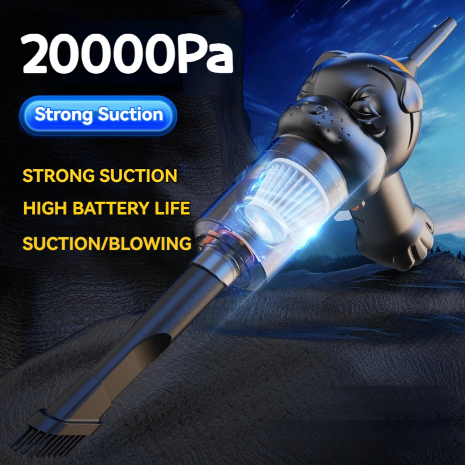 Car Vacuum Cleaner Strong Suction 20000Pa Wireless Rechargeable Powerful Handheld Dust Catcher Mini Wash For Car Home Appliances